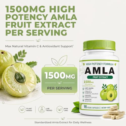 Organic Amla Capsules – Indian Gooseberry Fruit Powder for Daily Vitality, Ayurvedic Wellness Formula, 90 Capsules