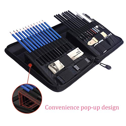Drawing Set Sketch Pencil Kit 40-Piece Charcoal Set Art Supplies, Graphite, Kneaded Eraser, Charcoal Sticks, for Teens, Kids and Adults