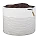 INDRESSME Extra Large Storage Basket Cotton Rope Basket Woven Baby Laundry Basket with Handle for Pillow Toy Cute Neutral Home Decor Addition Blanket Bin Toy Basket 17 x 14.7 Inches