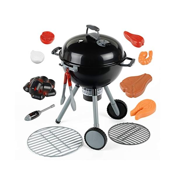 Theo Klein 9400-TK 9401 Weber Kugelgrill Premium mit Licht und Sound I Mit Kohlehaufen, Grillzange und vielem mehr I Inkl. Feuerzeug mit Magnetkopf zum Aktivieren des Kohlehaufens