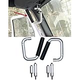 Matte Grab Bar Front Grab Handle for Jeep Wrangler JK 2 & 4 Door 2007-2017- 1 Pair (Silver)