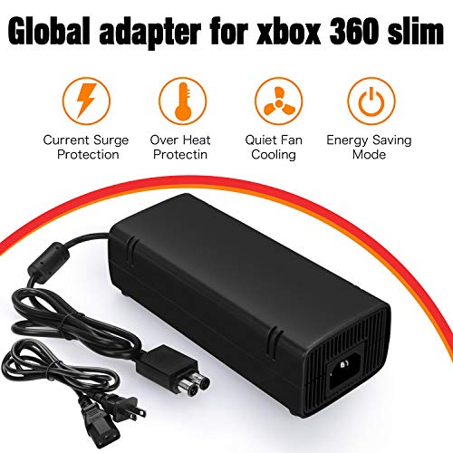 Power Supply for Xbox 360 Slim , AC Adapter Power Supply Cord for Xbox