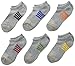 Gold Toe Big Boys' 6 Pack Sporty Liner Sock, Grey Heather with Stripes, Large