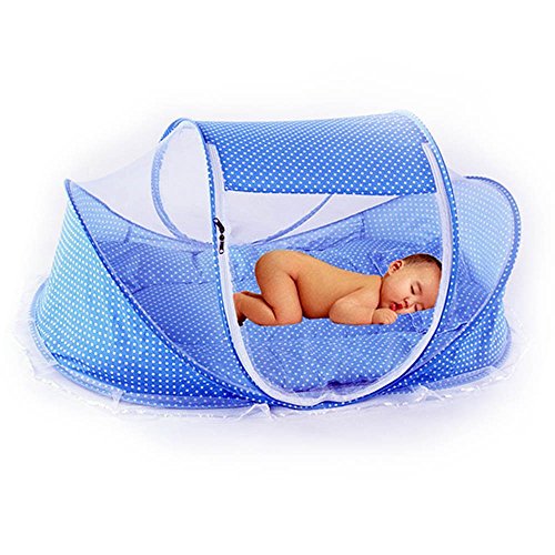 Duang 3 In 1 Foldable Baby Travel Crib With Pop Up Mosquito Net New Born Portable Cots With Cotton Padded Mattress Pillow For 0 18 Month Baby Blue Buy Online In Antigua And Barbuda At Antigua Desertcart Com Productid