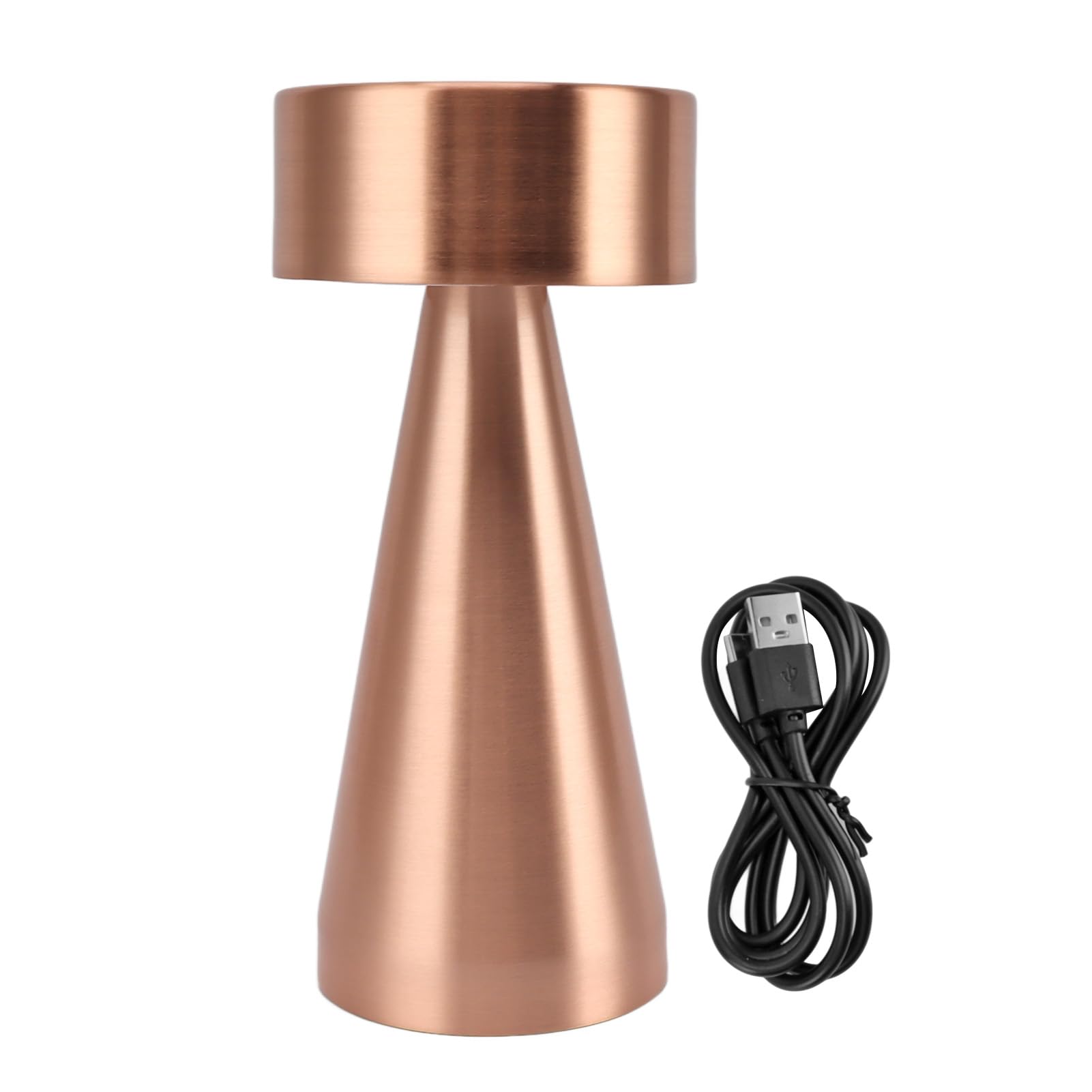 3 Color Stepless Dimming Table Lamp with Touch Sensor, Anti Slip Base Night Light, Exquisite Appearance Portable LED Table Lamp Rechargeable for Bedside Table (Rose Gold)