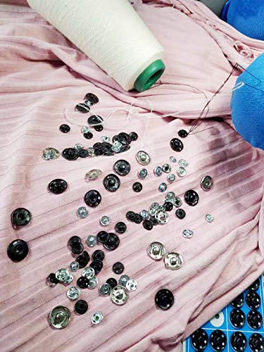 Meikeer 100 Sets Sew-on Snap Buttons Brass Snap Fastener Buttons Press Button Sew on Press Studs for Sewing Clothing Silvery and Black(8.5mm)