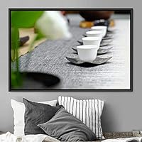 Framed Canvas Wall Art Tea Servings Dark Drinks Farmhouse/Country Group Multicolor Photography Realism Tea - 16x24 inches