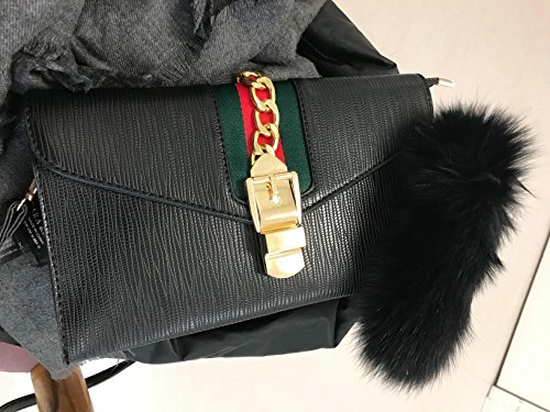 Designer Evening Envelope Clutch Bags Wristlet Purse Cross Body Bag with Chain (Black)