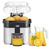 CUH 90W Double Orange Citrus Juicer with Pulp Separator Whisper and Built-in Slicer, Silver Black ()