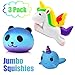 3PCS Jumbo Unicorn Squishy Toys Pack Soft Slow Rising Scented Animal Stress Relief Kids Toy Unicorn Party Favors Unicorn Party Supplies Boy Gift Gift
