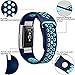 Maledan Sport Bands for Fitbit Charge 2 with Air Holes, Blue/Teal Large