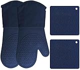 HOMWE Silicone Oven Mitts and Pot Holders, 4-Piece