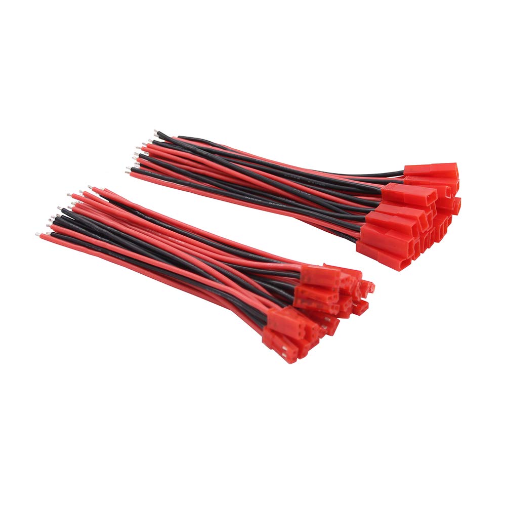 OliYin 20pairs 22awg 2 Pin JST Connector Male Female Plug 10cm Silicone Wire for LED Lamp Strip RC Toys BEC Battery(Pack of 20)
