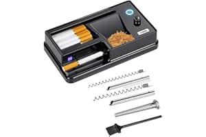 KUGUAN Electric Cigarette Rolling Machine Cigarette Injector Machine with Automatic Counter Tobacco Roller Maker 3 in 1 for Size of Tubes King/Regular/Slim 100s Cigarette and Pre Roll Cones (Black)
