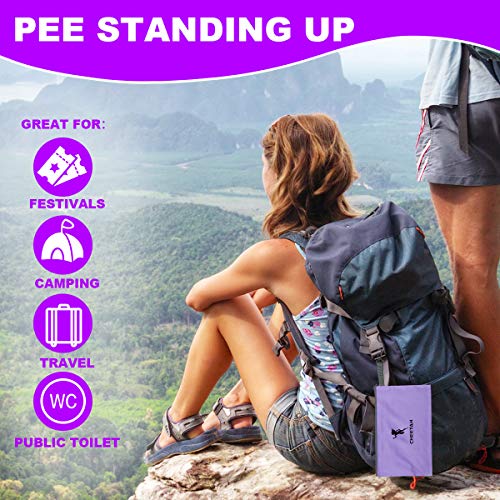 Cheetah Female Urination Device - Pee Standing Up - Reusable Portable Urinal for Women - Lightweight Design for Outdoor Activities - with Discreet Carry Bag-Purple
