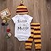 Baby Boys Girls Snuggle this Muggle Short Sleeve Bodysuit and Striped Pants Outfit with Hat (70 (0-6M), White+Yellow)