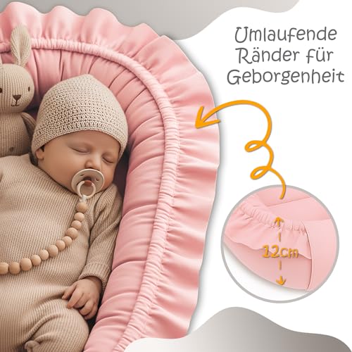 Baby Bed Reducer – 90 x 50 cm Baby Nest Transportable for Babies Nest Crib Pod Cocoonababy Babynest Anti-suffocation Dirty Pink
