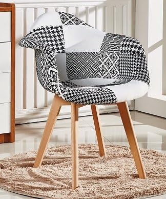 Chaise P N Homewares Fabia Pour Salle A Manger Patchwork Noir Et Blanc Chaises Modernes Effet Retro Style Scandinave Noir With Arms Amazon Fr Cuisine Maison