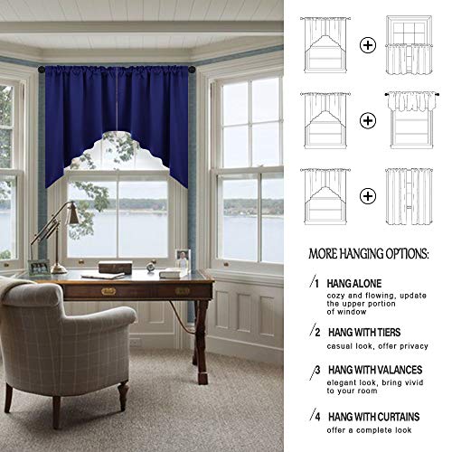 image for NICETOWN Blackout Rod Pocket Kitchen Tier Curtains- Tailored Scalloped
