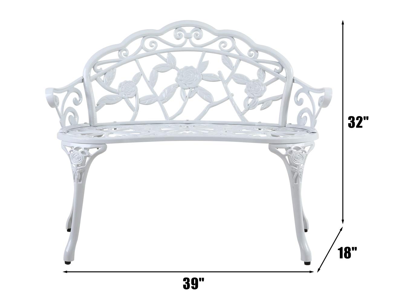 HOMEFUN Banco para exteriores de aluminio fundido, bancos de porche
