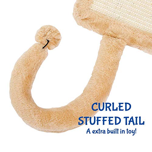 Cat Scratching Post Scratcher Shaped Like A Kitty with Teaser Ball on