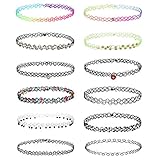 12PC Choker Rainbow Charm Stretch Gothic Tattoo Henna Necklace