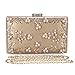 UBORSE Women's Floral Pearl Beaded Evening Handbags Party Clutch Bridal Purse Golden