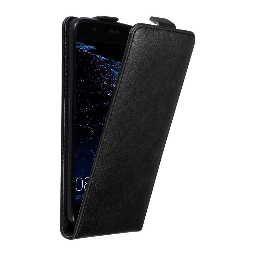cadorabo Case works with Huawei P10 LITE in NIGHT BLACK - Flip Style Case with Magnetic Closure - Wallet Etui Cover Pouch PU Leather Flip