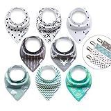 8-Pack Baby Bandana Bibs Upsimples Drool Bibs for Baby Drooling and Teething,with 4 Straps for Teething Toys,Baby Shower Gift Set