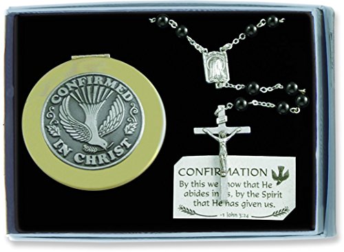 Cathedral Art Black Abbey & CA Confirmation Rosary with Keepsake Box, Gift Set…