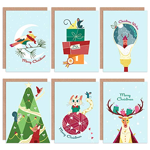Wee Blue Coo Festive Cute and Quirky Christmas Card Pack