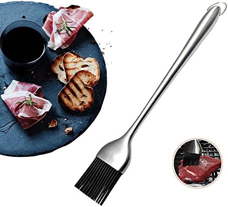 Stainless Steel Basting Brush Pastry Brush for BBQ/Grilling/BakingOil brush,Pancake brush,Oil Cream , Heat Resistant Kitchen Utensils Dishwasher Safe and Flexible Essential Cooking Gadget