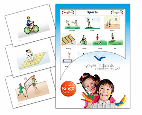 Sports Flashcards in French Language - Flash Cards with Matching Bingo Game for Toddlers, Kids, Children and Adults - Size 4.13  5.83 in - DIN A6