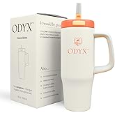 ODYX Glacier Bottle – 32oz Insulated Stainless Steel Water Bottle with Flip Straw Lid, One-Button Open, Leakproof & BPA-Free, Recyclable Travel Tumbler for Work, Home, or Journey (Retro Mint)