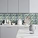 VIVID TREE Peel and Stick Tile Kitchen 10x11 inchs Stick on Tiles Cyan Arabesque Peel and Stick Wall Tile Waterproof and Self-Adhesive Wall Tile for Waterproof,Kitchen,Apartment(6 Sheets)