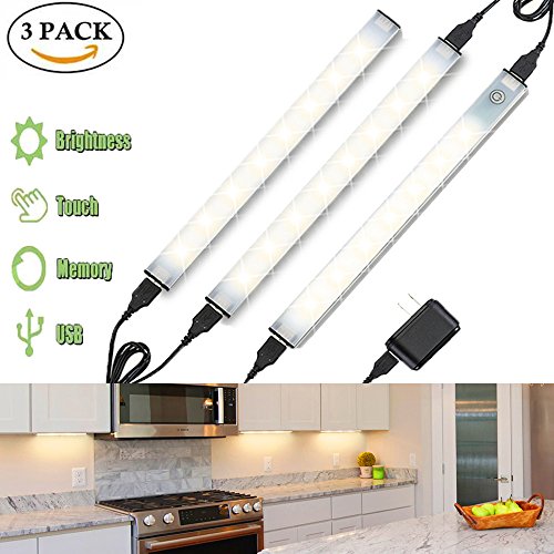 Under Cabinet Lighting,SOLMORE Dimmable LED Closet Lights Under Counter Kitchen Lighting Kit, SMD 2835 12W Under Counter Lights for Kitchen Counter,Closet, Shelf Lights,3 pcs Light Bars (Warm White)