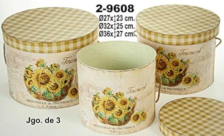 DONREGALOWEB Set de 3 Cajas Decorativas de Carton Decoradas con Girasoles: Amazon.es: Hogar
