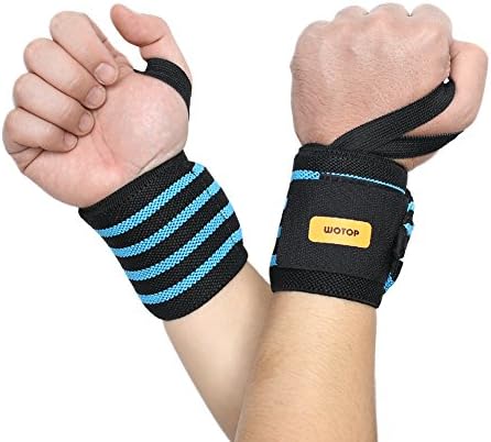 Wrist Wraps Support Straps Braces Belt Protector With Thumb Loops for Powerlifting, Bodybuliding, Weight Lifting, Strength Training, One Size Fits All Men&amp;Women By WOTOP