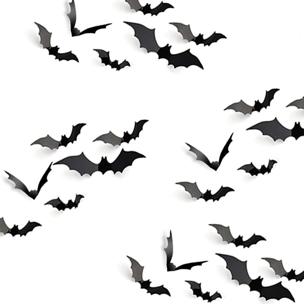 KUUQA Halloween Party Decoration Decal Wall Sticker DIY PVC 3D Decorative Bats 24 Pieces