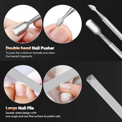 Nail Clippers for Thick & Ingrown Toenails Set, 7-in-1 Stainless Steel Manicure Nail Scissors, Sharp Nail Clippers for Thick & Ingrown Toenails, Professional Luxury Pedicure Set