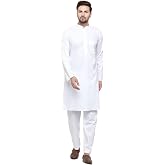 Maple Clothing Men's Kurta Pajama White Cotton Indian Clothes