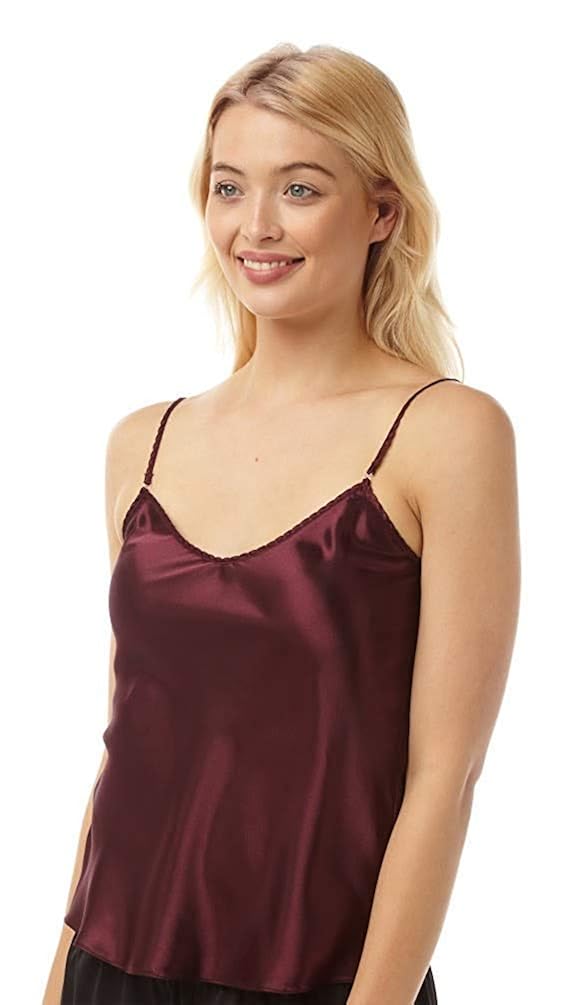 Jane Brooke Ladies Satin Reversible Round Neck or VNeck Camisole Tops