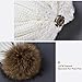 Womens Knit Beanie Winter Hats Detachable Real Raccoon Fur Pom Pom Hat Girls Ski Skull Cap White