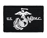 USMC EGA Patch Fully Embroidered United States Marine Corps Tactical Velcro Morale Tags (Black and White)