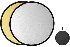 2 in 1 Photography Reflector, Silver Gold 2 in 1 Reflector, Portable Mini Collapsible Round Light Reflector with Bag for Stud