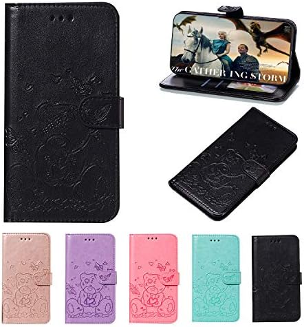 EWcover Leather Case for iPhone 11 Pro Max,Cute Bear Pattern Premium Leather Wallet Flip Case for iPhone 11 Pro Max