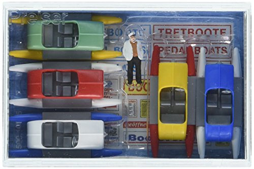 Preiser 10685 Pedal Rental w/German Sign 5 Boats HO Scale Figure Model