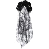 Koolgil Women's Bohemian Rose Flower Headband Halloween Party Ghost Festival Headband Skeleton Head Mesh Hair Hoop