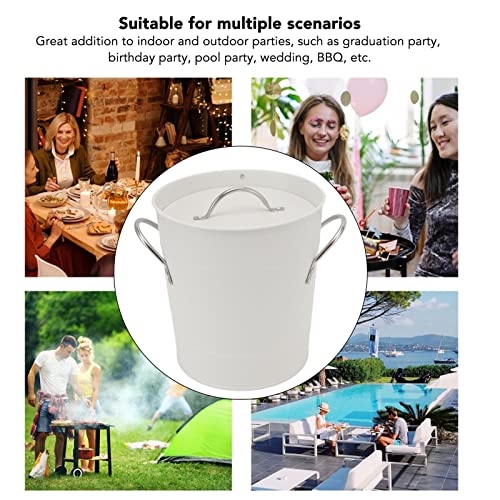 Greensen Double Wall Thermal Ice Bucket with Lid and Spoon for Champagne and Wine, Refrigerated Container, White, 19.5 x 20.5 x 16 cm