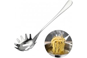Angoily Spaghetti Spoon, Pasta Spoon Server, Stainless Steel Pasta with Teeth, One-Piece Metal Fork Kitchen Utensils for Scoo